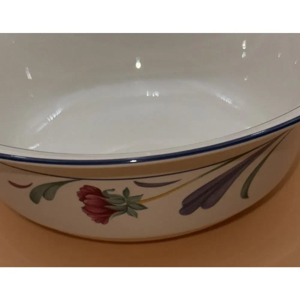 Lenox Chinastone Poppies On Blue Vegetable Bowl 8 1/2